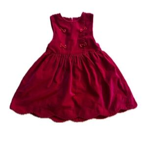 Girl’s Red Velvet Formal Dress with Bows Scalloped Hem size 6-Holiday, Festive